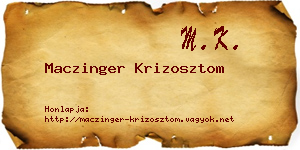 Maczinger Krizosztom névjegykártya